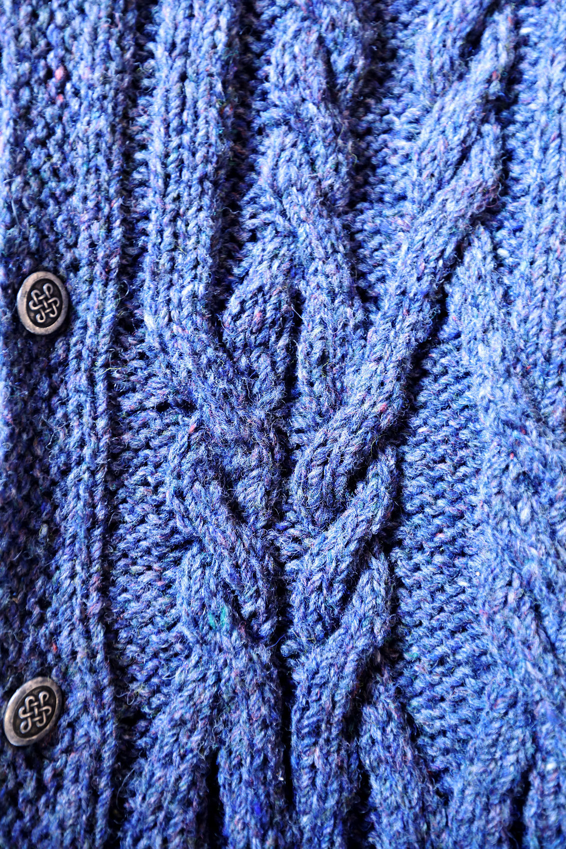 Detail of an sweater knit with Irish yarn